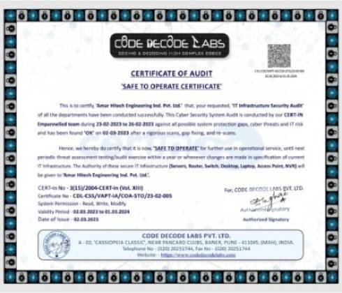 Certificate of Audit
